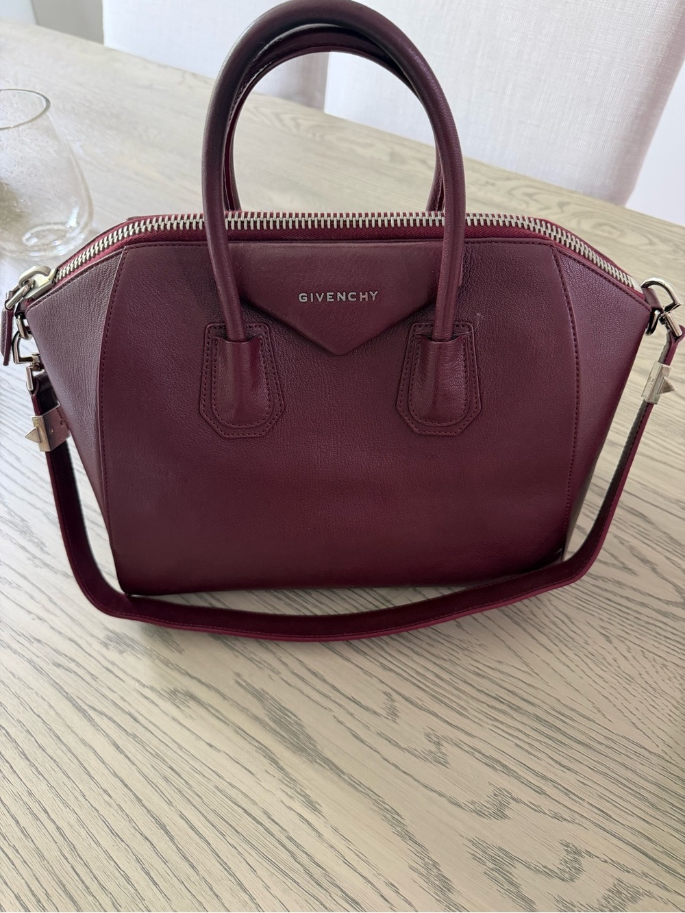 Givenchy Burgundy Leather Satchel with Top Handles $1350